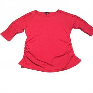 By & By Red Women's Top with Lace Detail on Sleeves, Size 1X